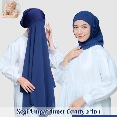 Segi Empat Inner 2In1 Ceruty Babydoll/Hijab Segi Empat Inner