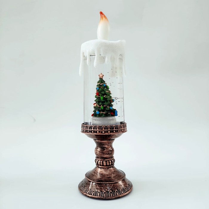 Snow Globe Kotak Musik Lilin Natal Dekorasi Christmas Candle Music Box