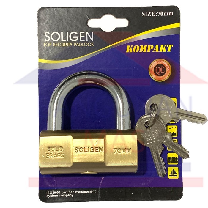 GEMBOK SOLIGEN 70MM KUNINGAN/GEMBOK V SOLIGEN 60MM /GEMBOK ANTI POTONG