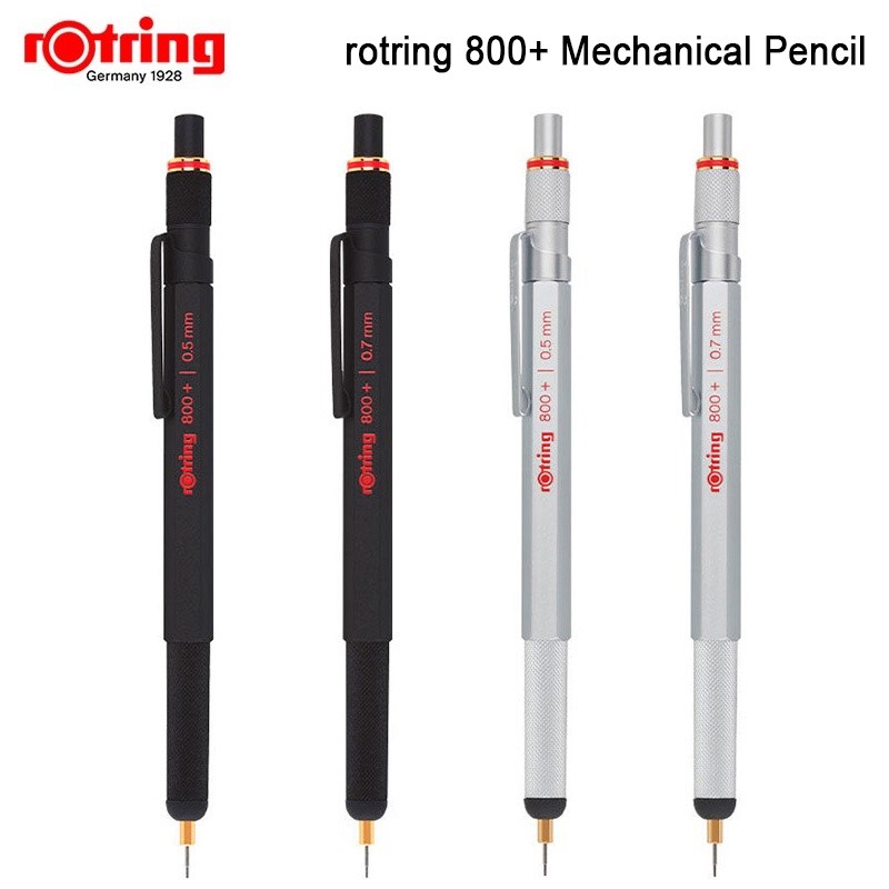 

Pensil Mekanik Otomatis Rotring 800+ 0,5 mm/0,7 mm badan logam hitam/perak |1yAWNRQz|