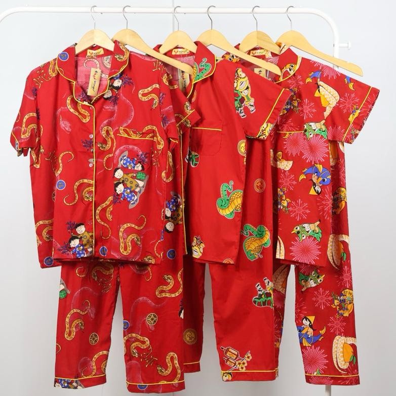 [WINGO] PIYAMA IMLEK / BAJU TIDUR IMLEK KERAH SHIO KELINCI ULAR COUPLE DEWASA IBU DAN ANAK CELANA PA