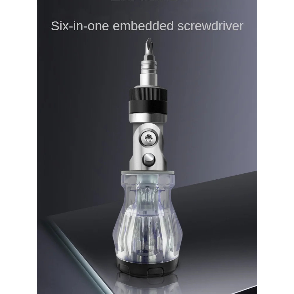 

- JGNG Obeng Reparasi Mini 6 in 1 Stubby Screwdriver Set Ratchet Head - J06R -