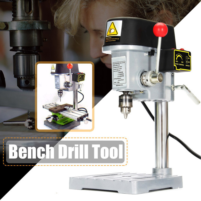 

- SUROM Mesin Bor Duduk Mini Bench Drill Press 0.6-6.5mm 340W 16000RPM - ZQ4116 -