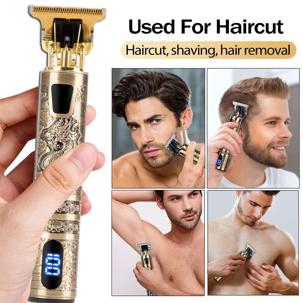 

- VINTAGE Alat Cukur Rambut Elektrik Hair Trimmer LCD USB with 4 Comb - T9 -