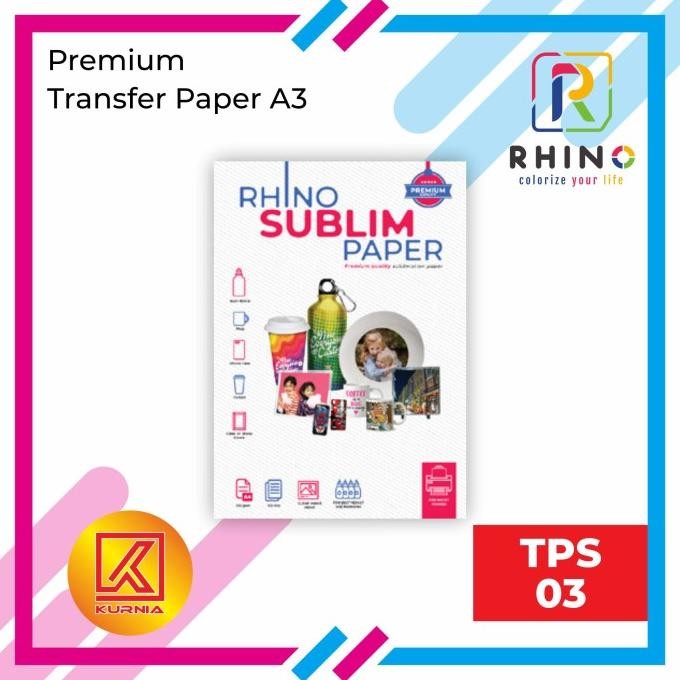 

NEW Rhino Kertas Sublim / Transfer Paper Sublim Premium Ukuran A3 TPS 03