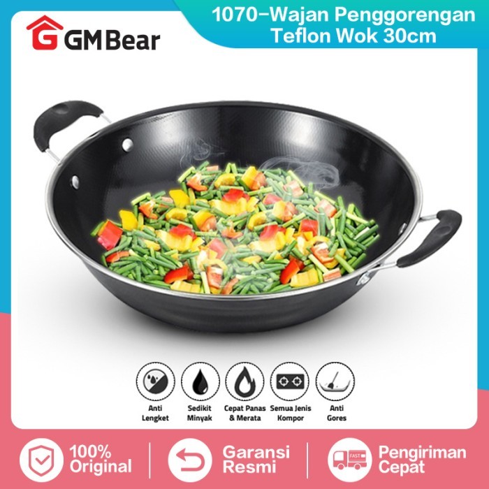 TERLARIS GM Bear Wajan Penggorengan Wok Pan - Wajan Penggorengan Teflon Wok - Wajan 1070