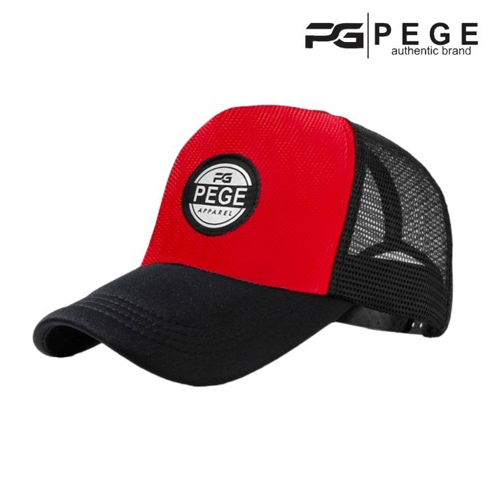 Termurah Topi Jaring Trucker PEGE Jorell Topi Distro Pria Model Hat Kombinasi Dua Warna - PGT 803 - 