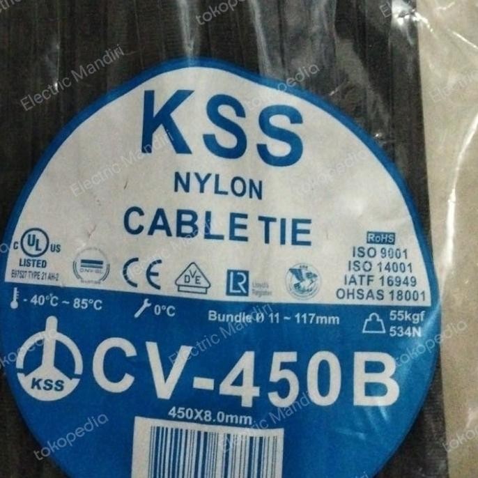 

TERLARIS - Kabel Ties/Kabel Tis/ Cable Tie KSS CV450B (450 x 8mm) hitam