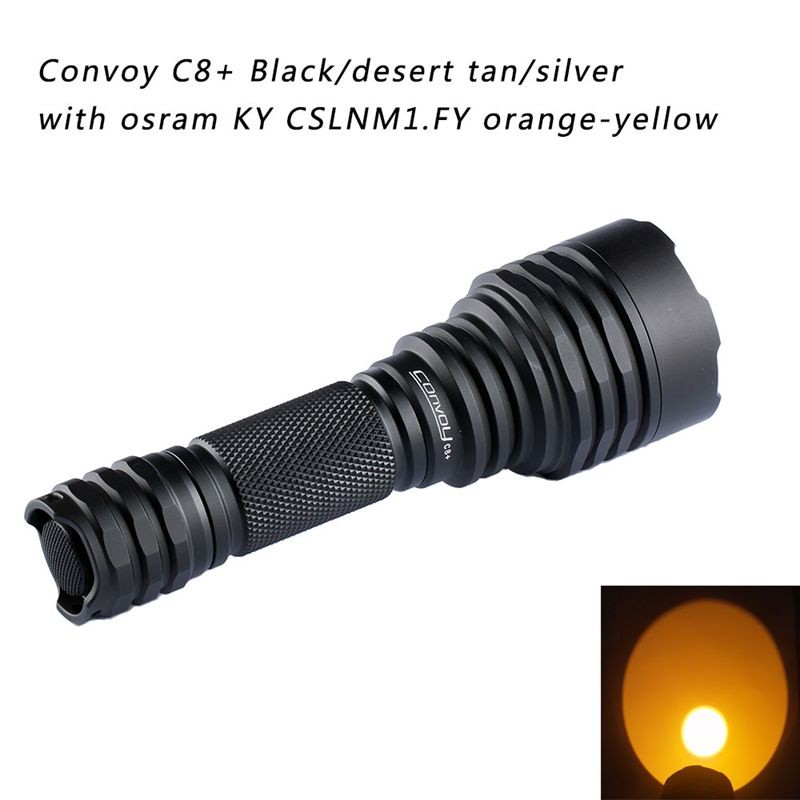 Convoy C8+ Senter Asli Lampu Kuning dengan osram KY CSLNM1.FY Lampu LED Oranye Lampu Olahraga Luar R