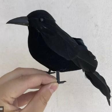 Burung Gagak Hitam Palsu Dekorasi Hiasan Halloween Crow Bird
