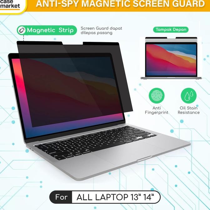 Laptop Asus Lenovo Acer HP Dell 13 14 inch Magnetic Anti Spy Laptop Screen Guard Privacy Pelindung L
