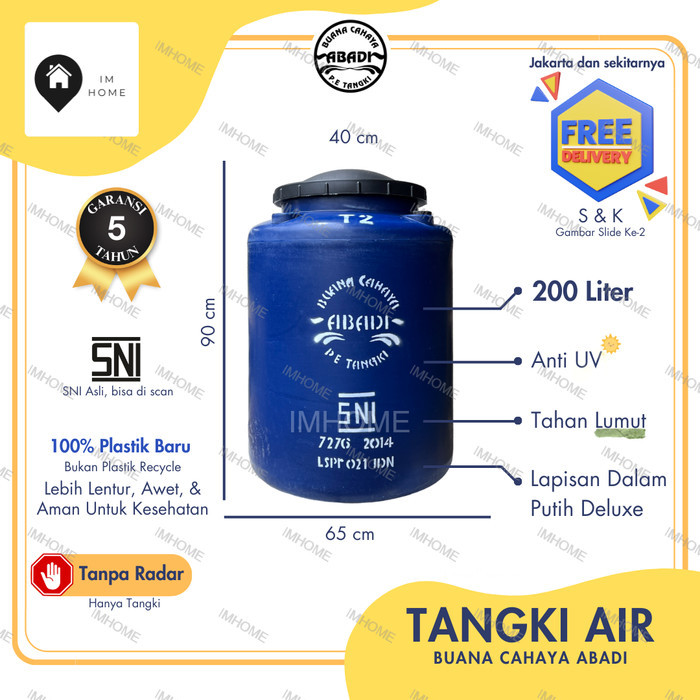 NEW!! Tangki / Toren Air Buana 250 Liter T250 Murah Tangki 200 Liter Kecil