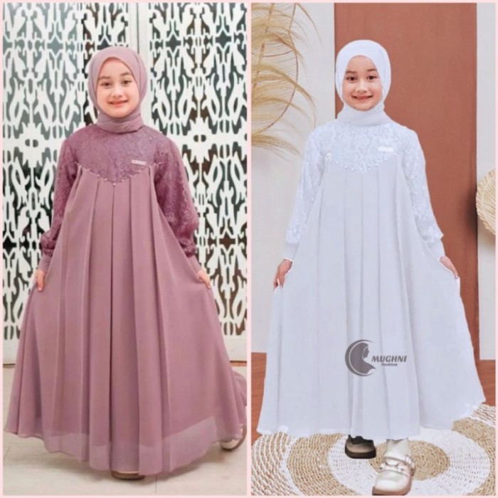 TERBAIK Naura Gamis New Arrival Crinkle Gamis Anak Perempuan 7 - 12 Tahun