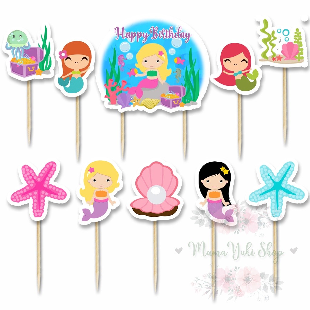 Topper Cake Hiasan Kue Ulang Tahun Anak Mermaid