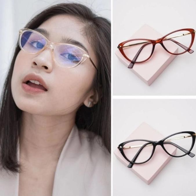 

KACAMATA WANITA FRAME CAT EYE 9011 LENSA PHOTOCROMIC ANTIRADIASI MINUS ORIGINAL