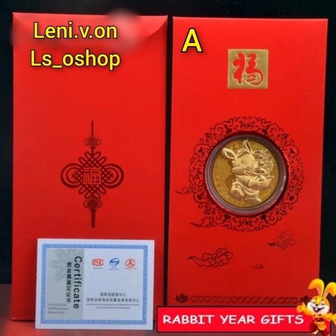 

VON Angpao Imlek Emas 2023 Kelinci Rabbit Red Pocket Sincia Ampau TD