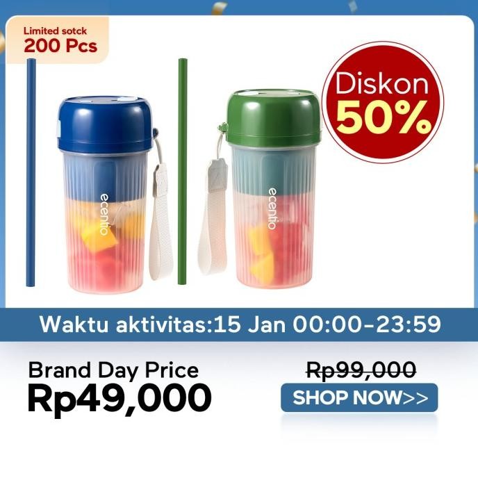 

Berkualitas ecentio Juicer Portable Plastik Blender Portable 12 mata pisau 350ml