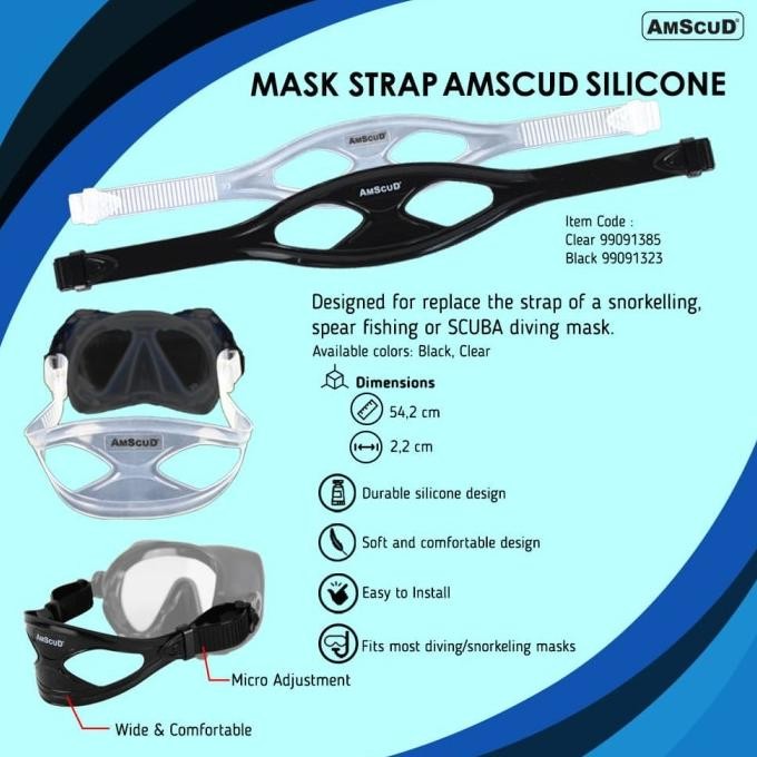 Diskon Alat Selam Mask Strap Silicone Amscud Snorkeling Diving-Clear 99091385