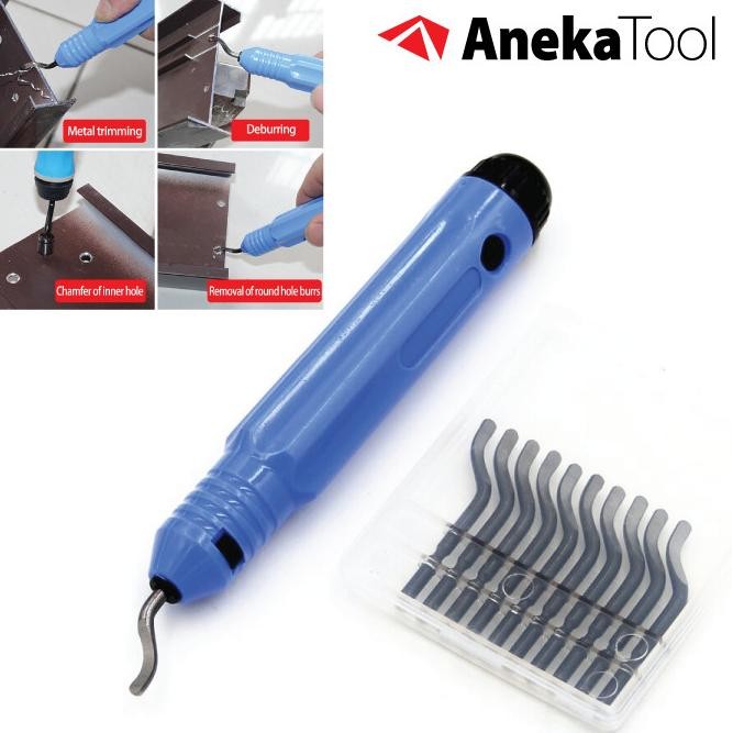 

Berkualitas AT Deburing Tool Pisau Kerok / Korek Lubang + 10 Pcs Mata Pisau