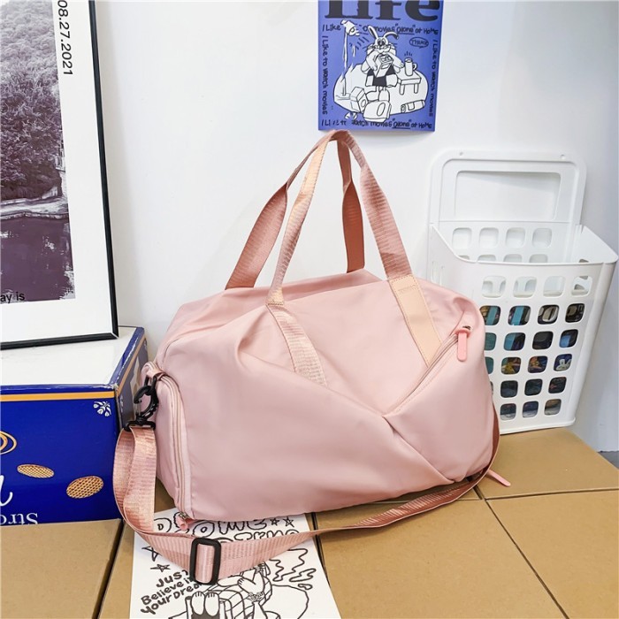 TERLARIS Tas Travel Sport Bag Tas Duffel Gym Fitnes Olahraga Pria Wanita import - Pink