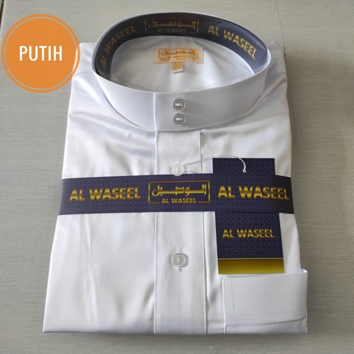 Jubah Pria Gamis Jubah Pria Import Al Waseel Polyester Exclusive Premium Original - Putih, Remaja (4