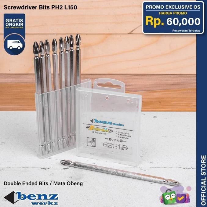 ori - mata obeng angin magnet plus ph2 150 mm / screwdriver bits benz werkz