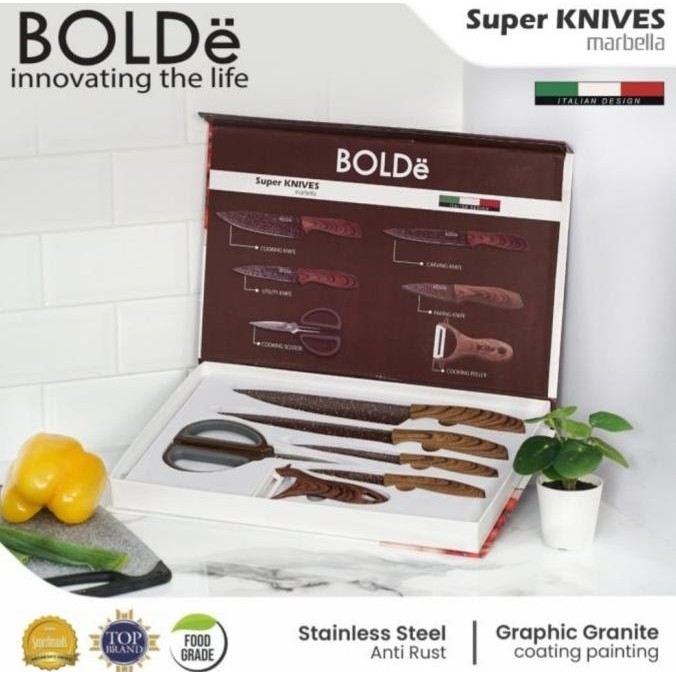 

Berkualitas Pisau Set Bolde Marbella 6pcs Bolde Knives Set + Gunting Knifes Set