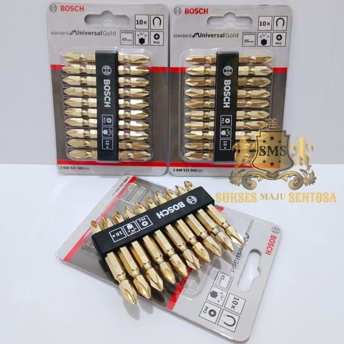 ori - mata bor obeng angin bosch ph2 (+) 65mm magnet/mata obeng gypsum 10pcs