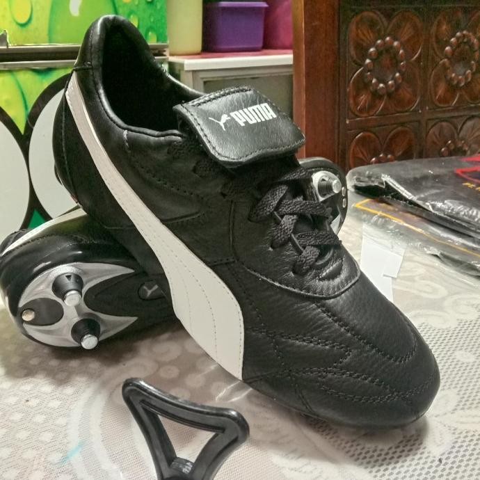 SEPATU SEPAK BOLA PUMA HITAM TERKINI PUL 6 BAUT KULIT SAPI ASLI