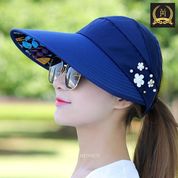 [Y&H] TOPI VISOR LIPAT WANITA TOPI PANTAI LEBAR PELINDUNG SINAR UV ANTI UV -YH361