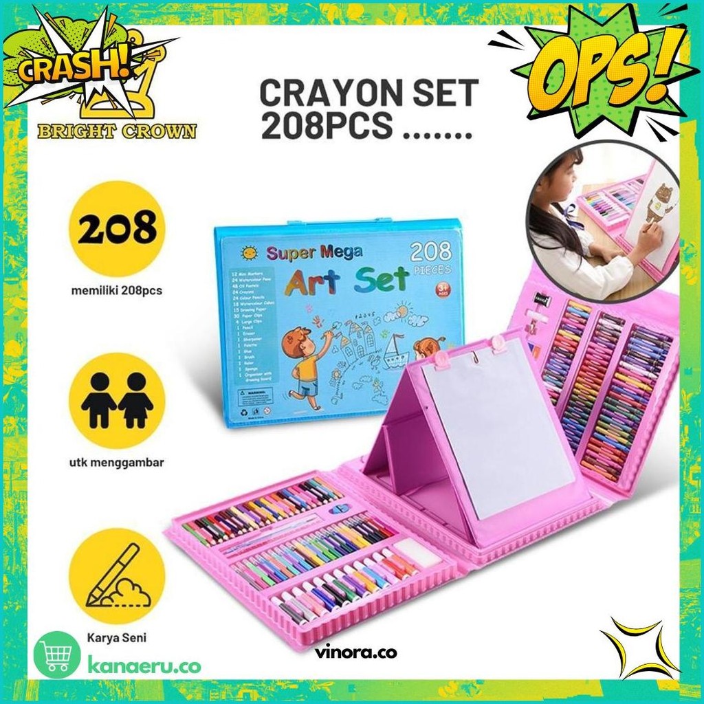 

Brightcrown Pensil Warna Crayon Set Isi 208Pcs & 150Pcs / Crayon Set Warna Cocok Menggambar Mewarnai Kilat