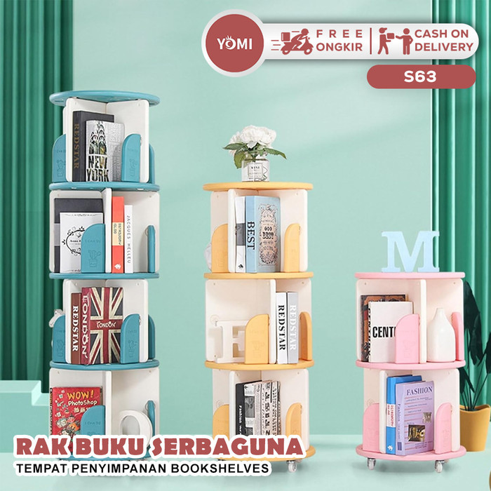 TERBARU YOMI- Putar Rak Buku Anak S63/ Rak Buku Serbaguna Tempat Penyimpanan B BISA GRAB