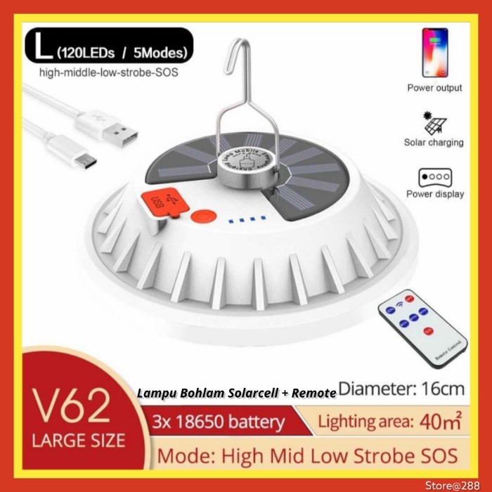 Lampu Bohlam Led Camping Solar Cell Panel Darurat Emergency Gantung