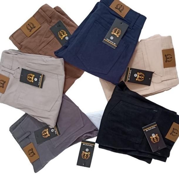 Celana Chino De Pria Jumbo Chino Tandar Lim Fit Putih