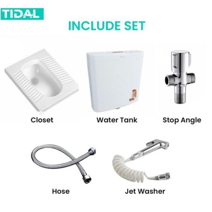 Diskon Tidal Kloset Jongkok Otomatis Tidal Td112 Td 112 / Closet Jongkok Flush Komplit Set Putih