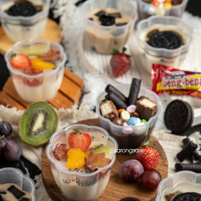 promo cup puding pelangi isi 24pcs cup pudding pelangi gelas puding agar