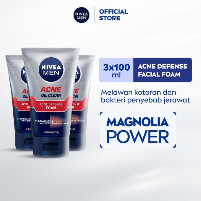 

TERSEDIA NIVEA MEN ACNE OIL CLEAR ACNE DEFENSE FOAM 100ML - TRIPLE PACK