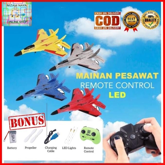 TERSEDIA MAINAN PESAWAT TERBANG REMOT CONTROL LED PESAWAT GLIDER AIRPLANE FOAM