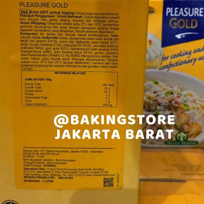 

EKSLUSIF Pleasure Gold Master Gourmet Cooking Cream | Krim Masak 1 L Kode 69