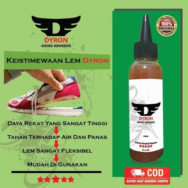 

Terlaris Lem Sepatu Super Kuat (Tahan Air & Panas] Dyron 100Ml New