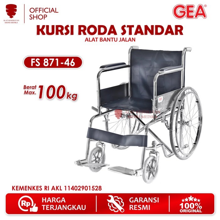 Kursi Roda Standar GEA FS871-46 Pneumatic Peralatan Penunjang Gerak