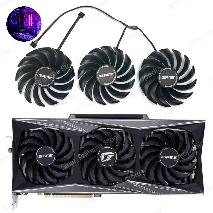Fan vga colorful RTX 3060 3070 3080 3090 igame vulcan 90mm 4pin