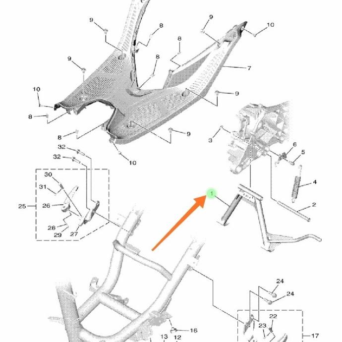 Stand, Jagang Main Standar Dua 2 Freego Free Go Mio Gear B5D-F7111-00 Original Dan Terlaris