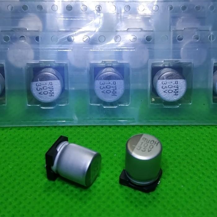 Solid kapasitor capasitor elko elco SMD 100uf 35v 100 uf 35volt V 8x10 Import Premium