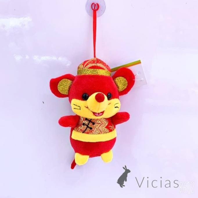pui GK007 - Gantungan Boneka Tikus Berdiri KUMIS Dekorasi Imlek - 12cm