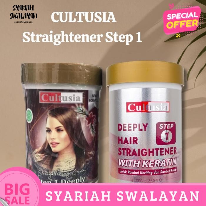 CULTUSIA STRAIGHTENER STEP 1 1000ML | OBAT PELURUS SMOOTHING REBONDING RAMBUT TERHITS BY SYARIAH SWA