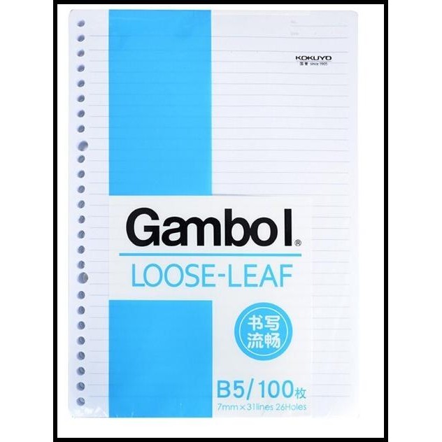 

Kokuyo Wcn-Ll0101N Loose Leaf, B5 26 Lubang,100 Halaman
