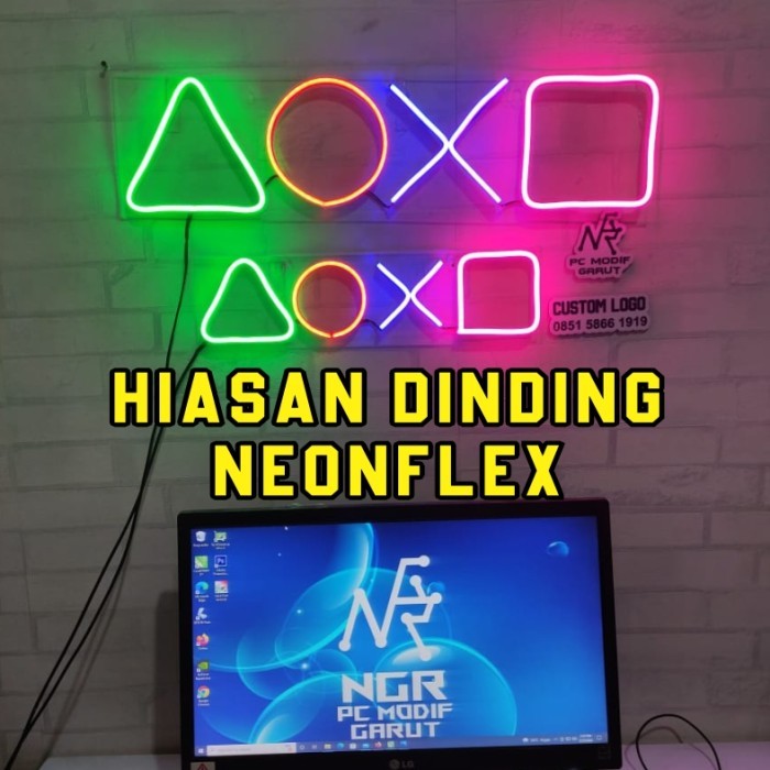 Neon Flex hiasan dinding pc gaming Custom text