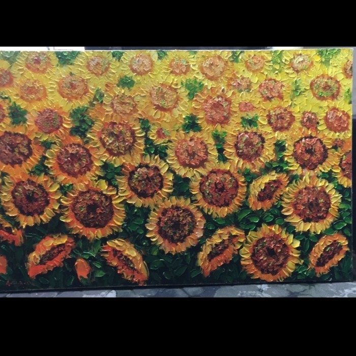 ORI Lukisan kanvas bunga matahari 85x135 cm rr