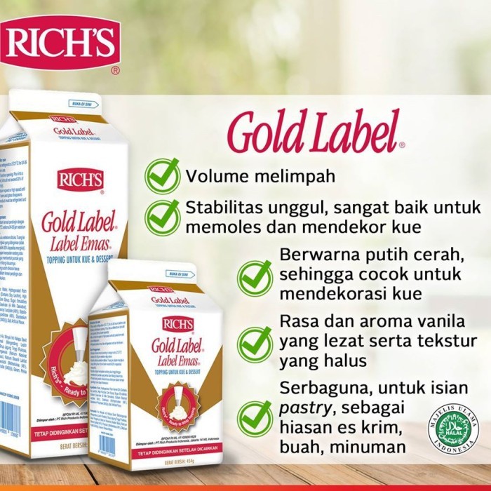 

HEMAT Whipped Cream Richs 500 Gr / Gold Label Whipped Cream Richs Kode 123